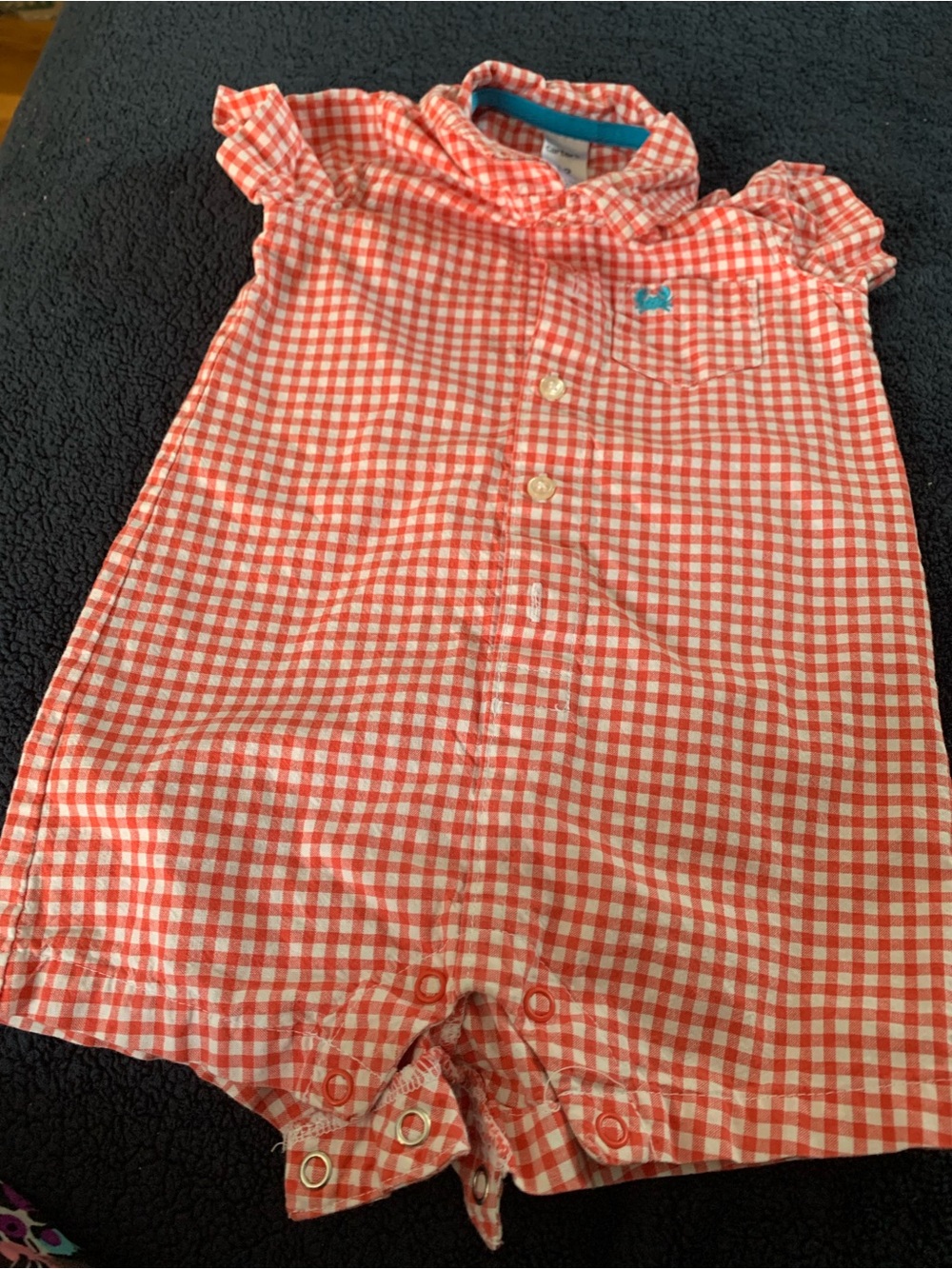 Toddler Gingham Short Romper - Red/White